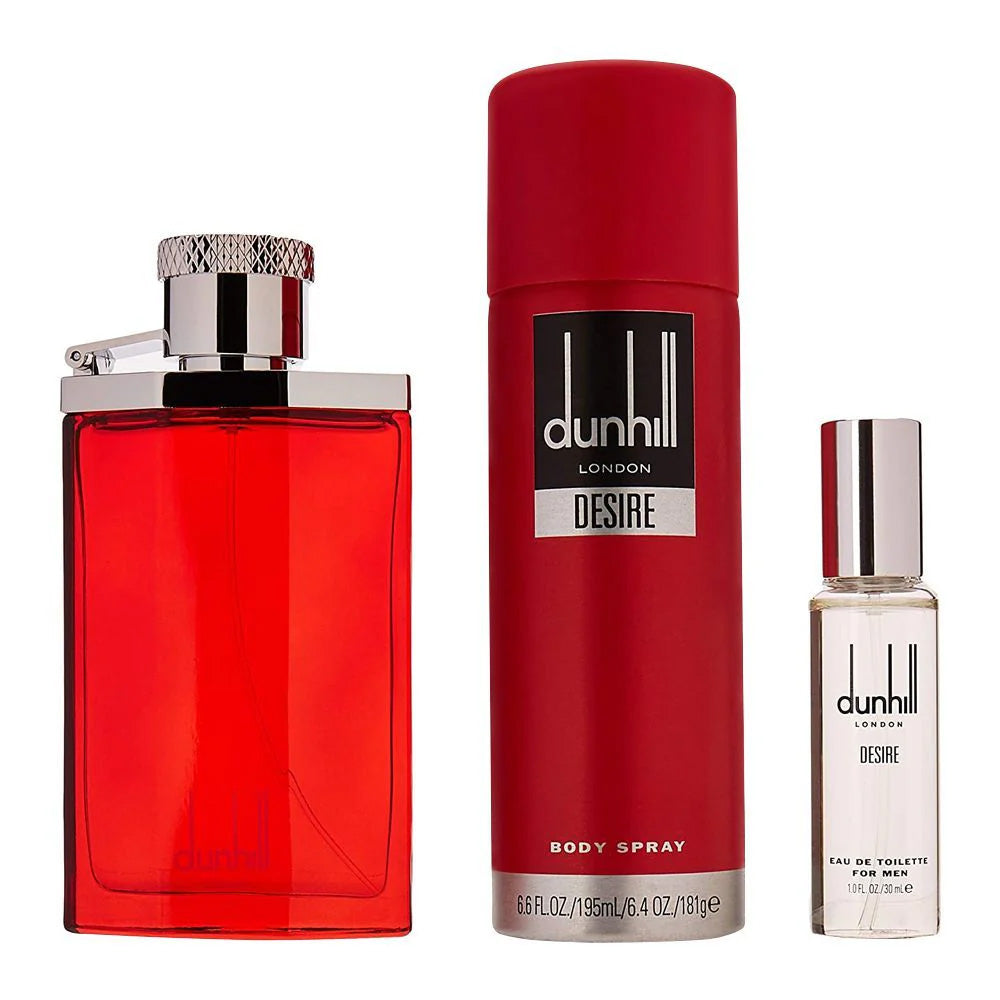 DUNHILL DESIRE RED MAN EDT 100ML+30ML EDT+195ML B/S (3PCS SET)