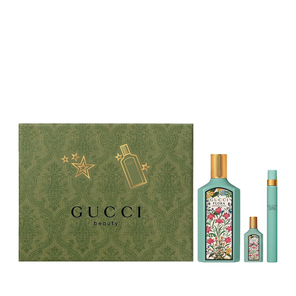 GUCCI FLORA GORGEOUS JASMINE LADY EDP 100ML+EDP 10ML+EDP 5ML (3PCS SET) NEW
