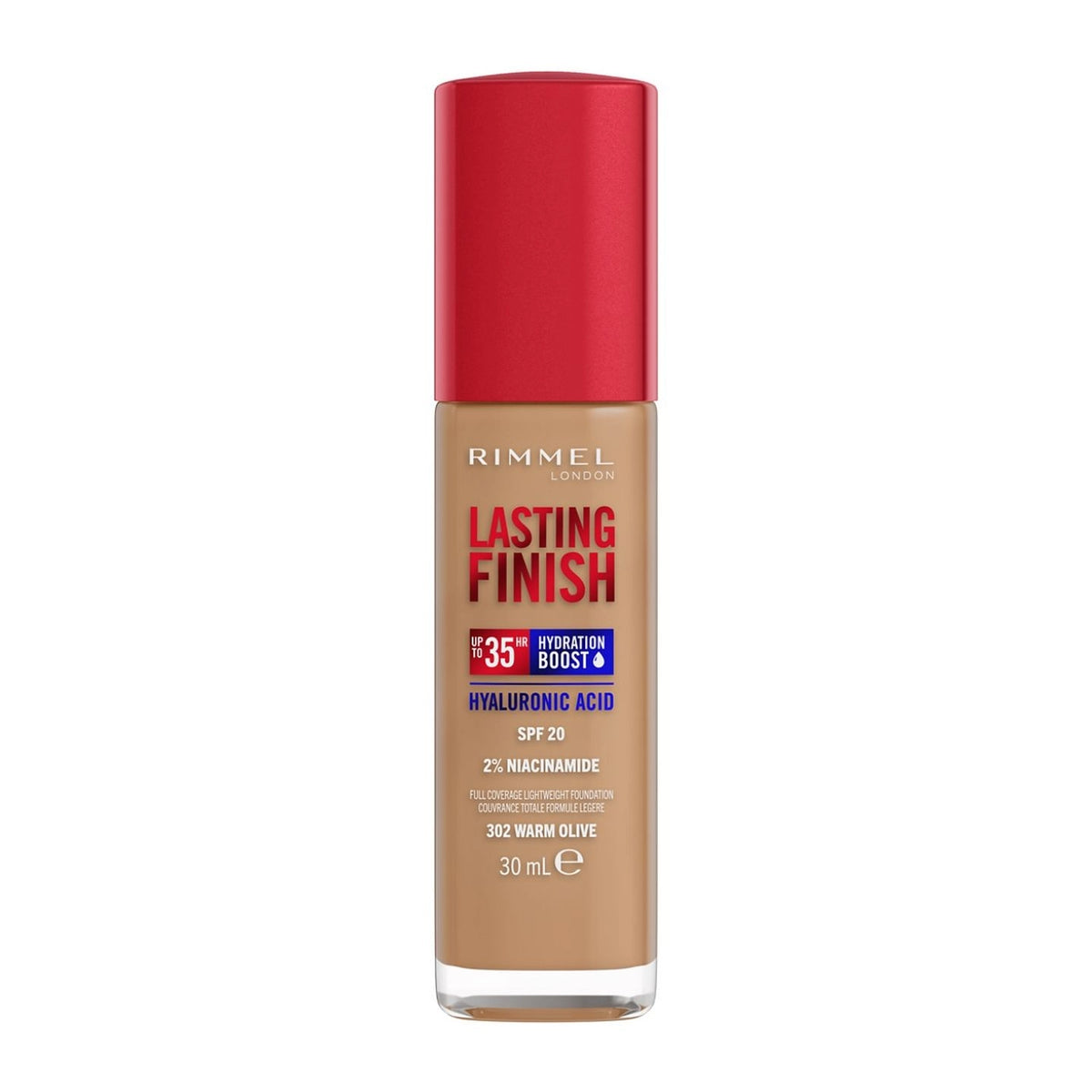 RIMMEL - LASTING FINISH HYALURONIC ACID LONG-LASTING - 302 WARM OLIVE