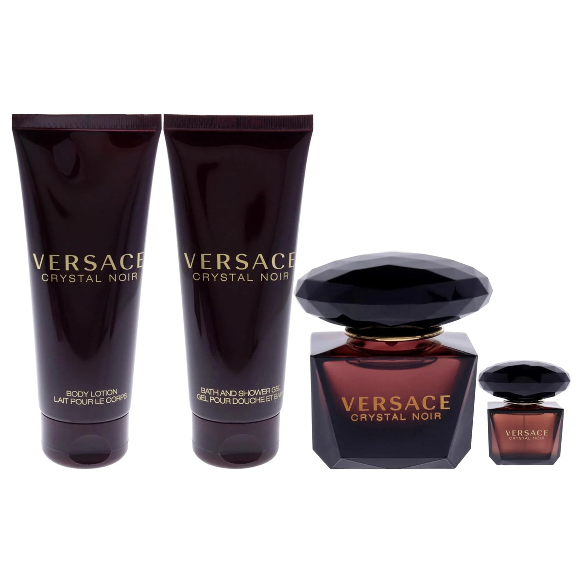 VERSACE CRYSTAL NOIR LADY EDP 90ML+EDP 5ML+100ML SG+100ML BL (4PCS SET)